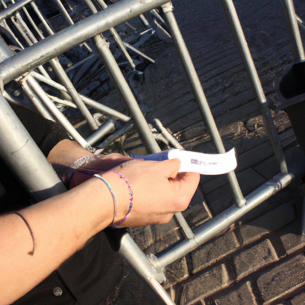 Person checking concert security measures
